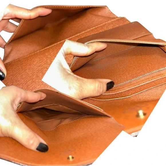 Vintage LOUIS VUITTON Monogram Canvas Passport Trifold Wallet Brown Authentic - Picture 10 of 17